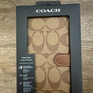 New in Box Coach IPhone 15 Pro Folio Case- Tan